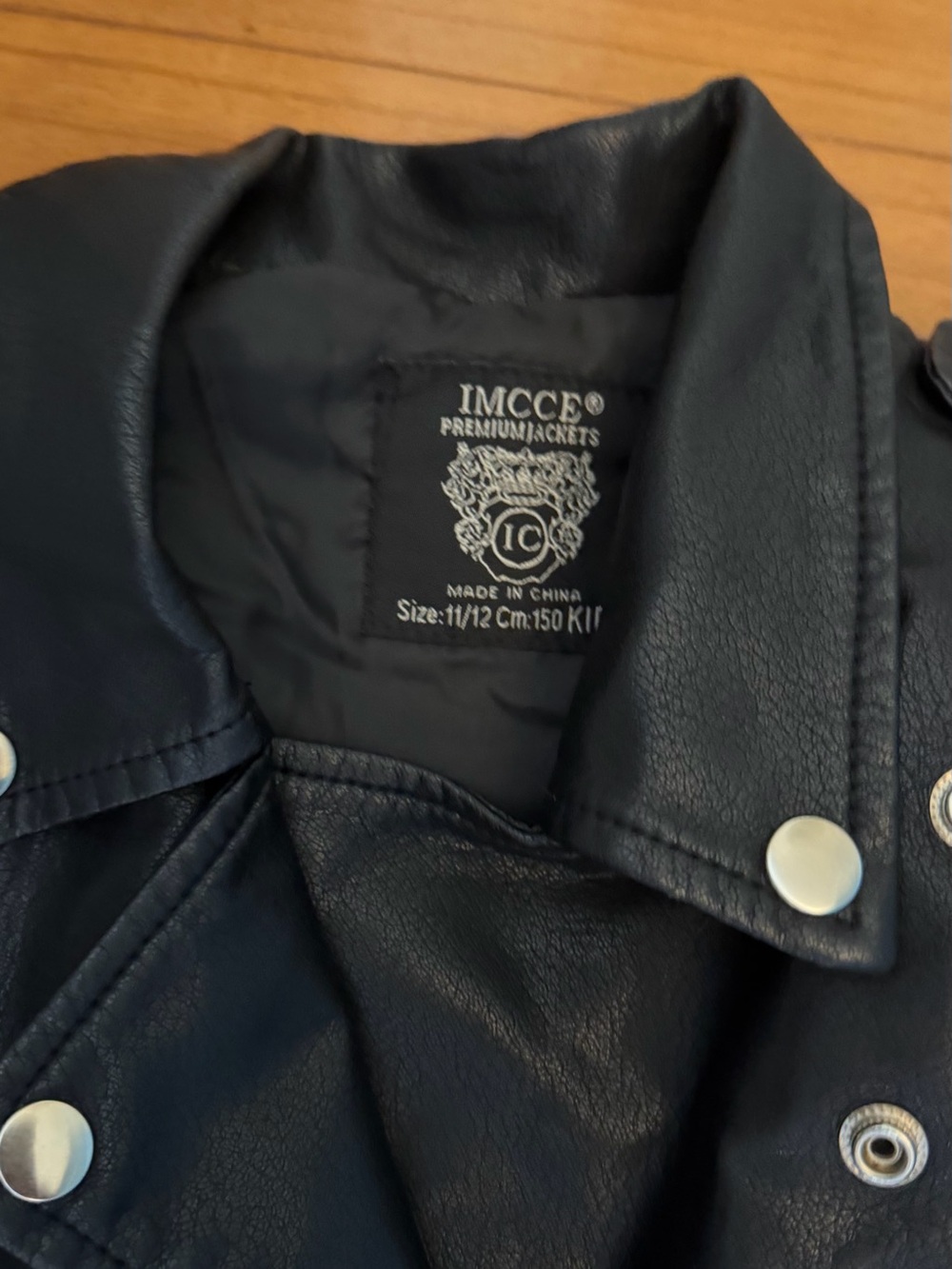 IMCCE Black faux leather kids’ motorcycle jacket vest, size 11 kids - Picture 4 of 6